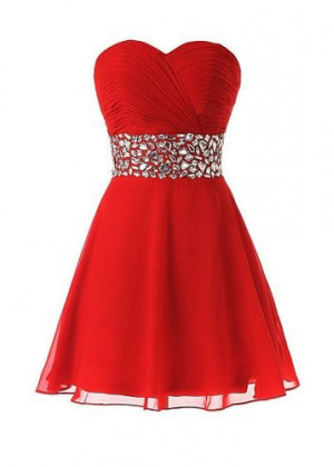 Chiffon Beads Sweetheart Neckline Short Prom Dress 